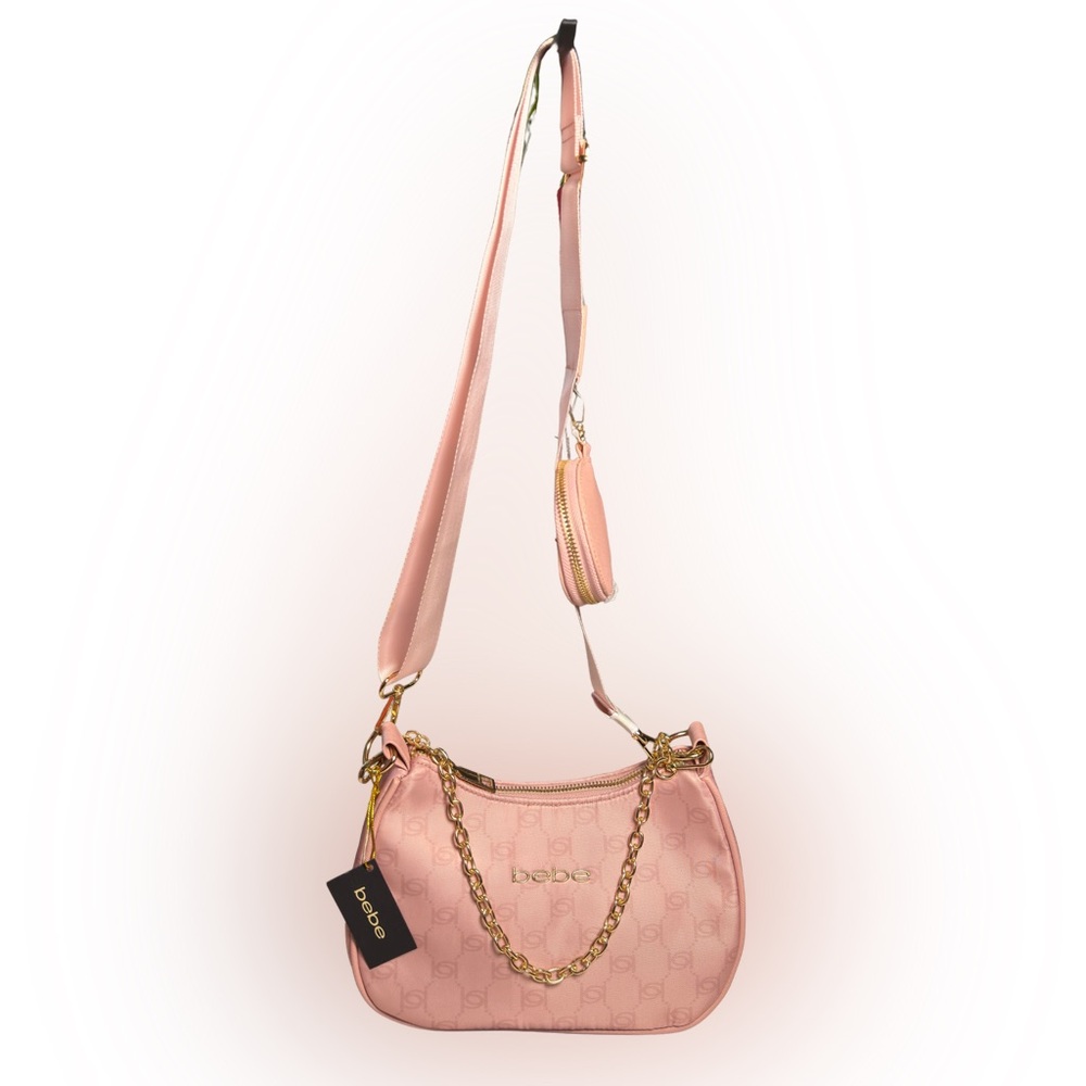 Bebe Blush Crossbody Bag with Gold Accents